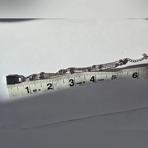 Double-Layer Silver Padlock Necklace - Picture 4 of 10